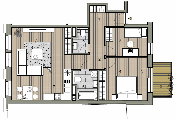 Predané: Novostavba 3 izbový byt, širšie centrum v Bratislave, Beskydská ulica, 75,54m2, balkón 4,5m2, štandard.-14