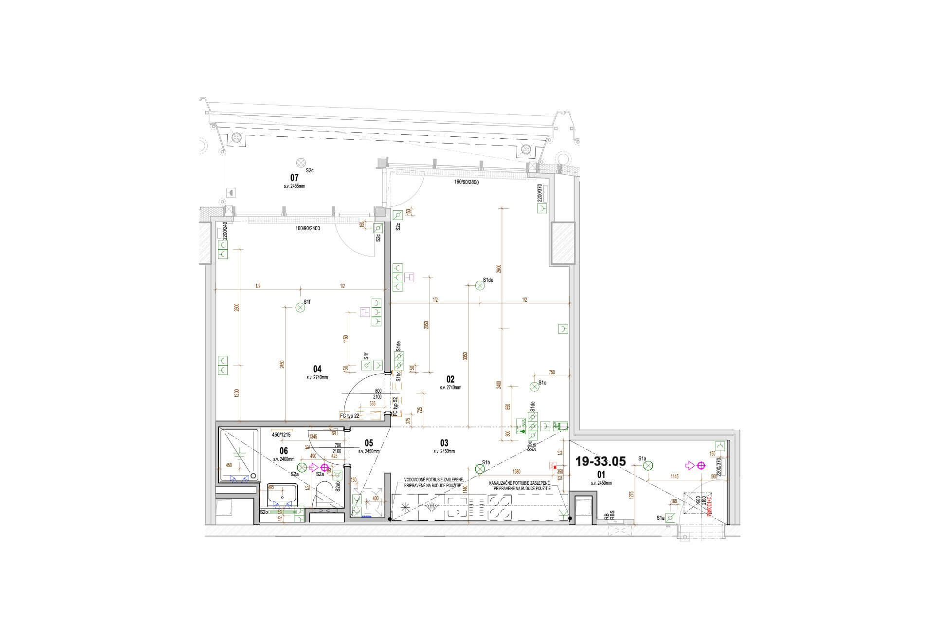 2 Izbový byt,  Eurovea Tower, 56,4m2 úžitková, loggia 10,2m2, 33 poschodie, kobka 3,10 m2, Garážové miesto-28