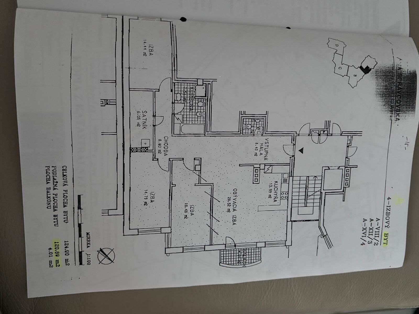 4 izbový byt prerobený na veľký 3 izbový, 124,9m2, podzemné parkovisko 1 miesto-5