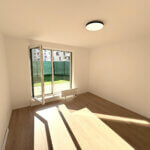 Predané: 2,5 izbový byt s predzáhradkou, úžitková 65,47m2, terasa 11,06m2, predzáhradka 28,29m2, s kuchynskou linkou-2